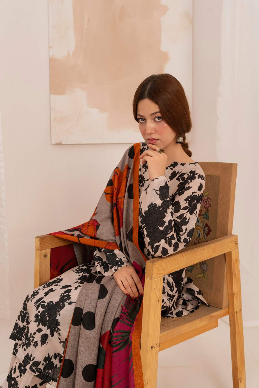 Feathers Digital Printed Dhanak Unstitched 3Pc Suit KORALIS-FT587