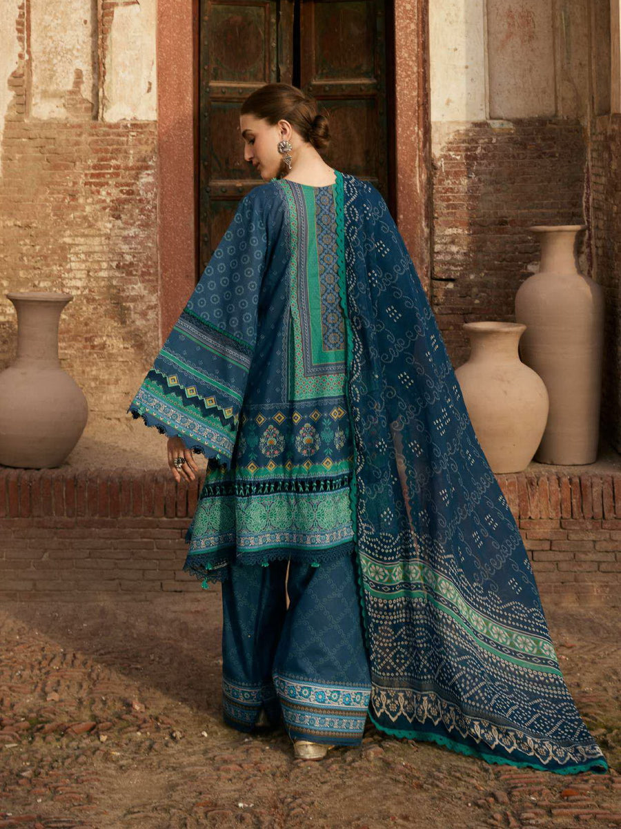 KAHF Aangan Embroidered Luxury Lawn Unstitched 3Pc Suit KPS-1B SUMBUL