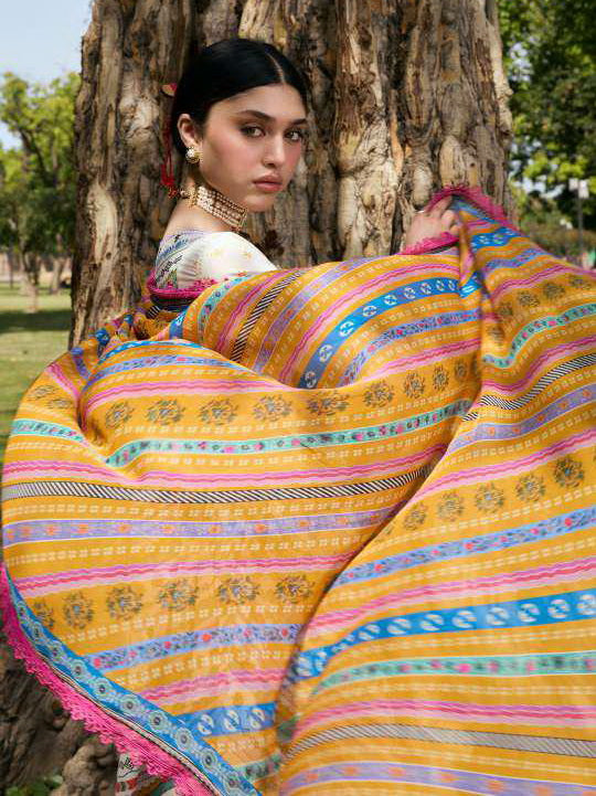 KAHF Aangan Embroidered Luxury Lawn Unstitched 3Pc Suit KPS-2A YASMEEN