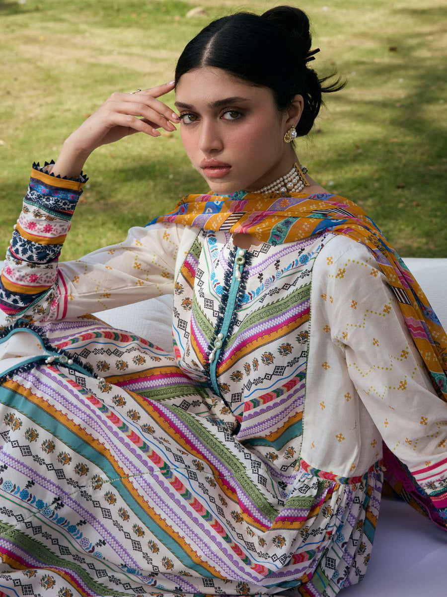 KAHF Aangan Embroidered Luxury Lawn Unstitched 3Pc Suit KPS-2A YASMEEN