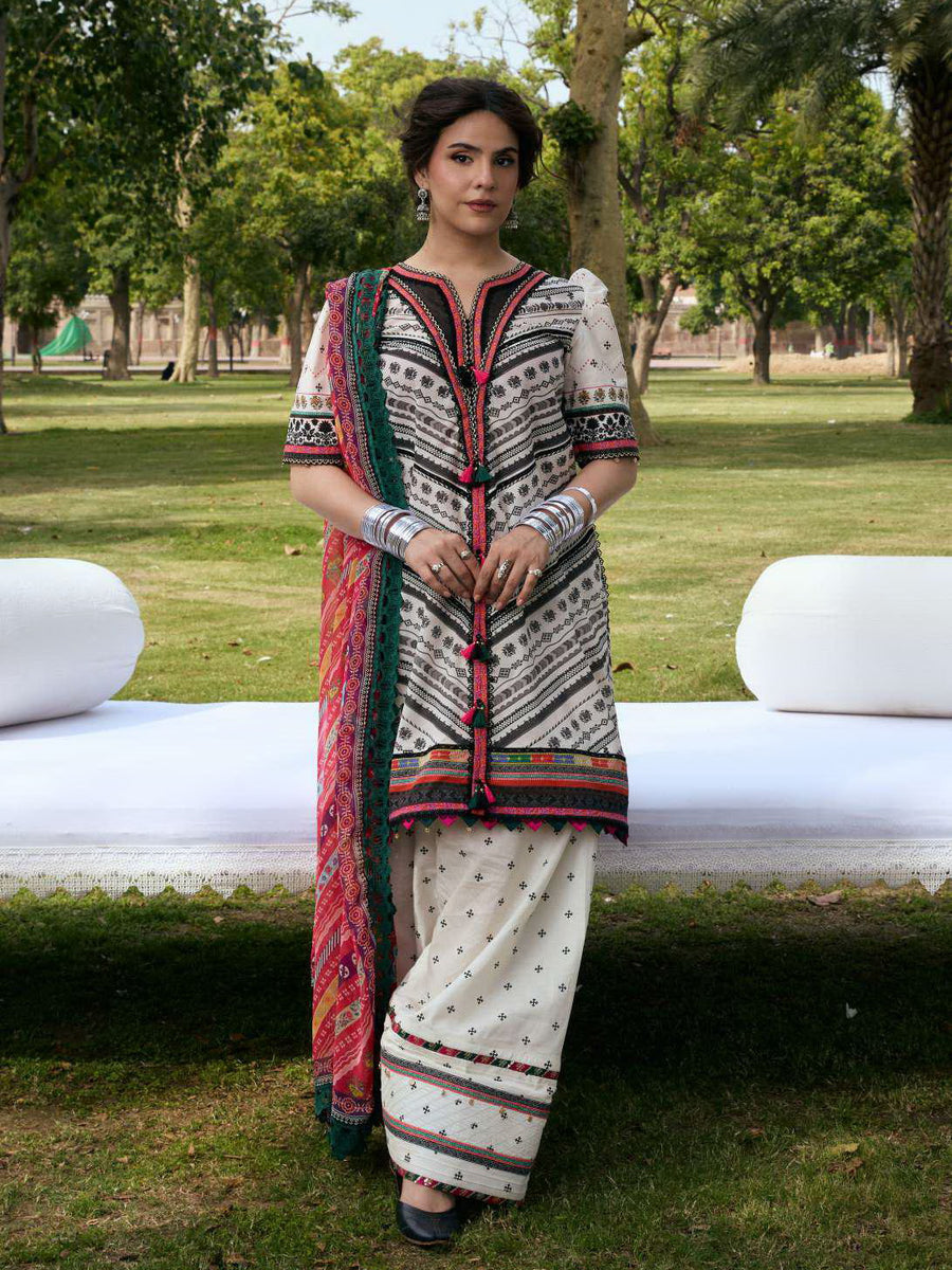 KAHF Aangan Embroidered Luxury Lawn Unstitched 3Pc Suit KPS-2B MEHRUBA