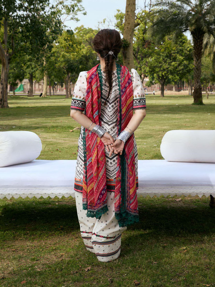 KAHF Aangan Embroidered Luxury Lawn Unstitched 3Pc Suit KPS-2B MEHRUBA