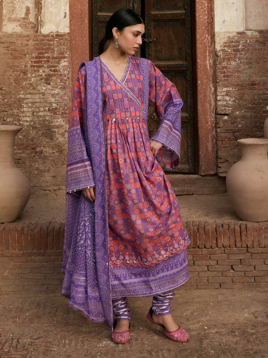 KAHF Aangan Embroidered Luxury Lawn Unstitched 3Pc Suit KPS-3B ZARMEENA