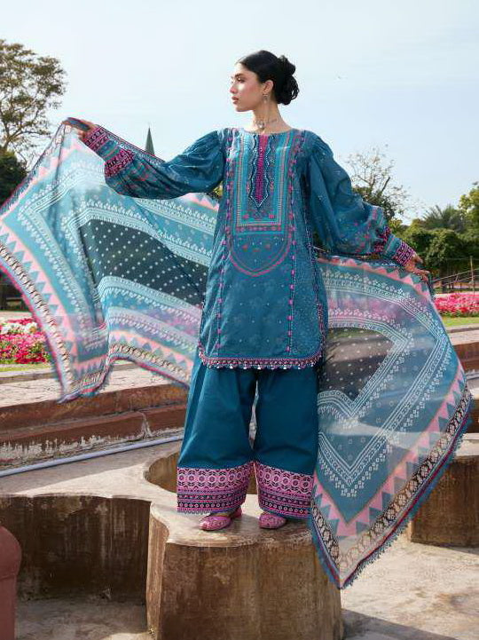 KAHF Aangan Embroidered Luxury Lawn Unstitched 3Pc Suit KPS-4A FALAK ARA
