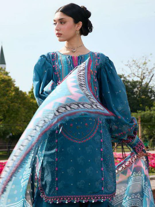 KAHF Aangan Embroidered Luxury Lawn Unstitched 3Pc Suit KPS-4A FALAK ARA