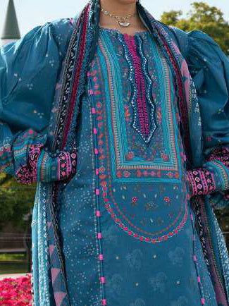 KAHF Aangan Embroidered Luxury Lawn Unstitched 3Pc Suit KPS-4A FALAK ARA