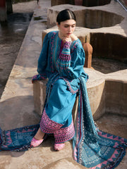 KAHF Aangan Embroidered Luxury Lawn Unstitched 3Pc Suit KPS-4A FALAK ARA