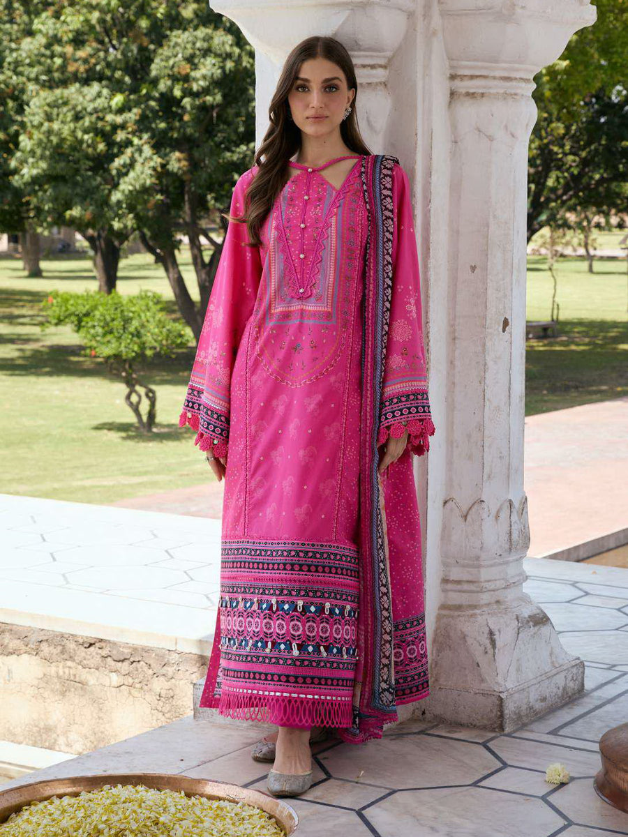 KAHF Aangan Embroidered Luxury Lawn Unstitched 3Pc Suit KPS-4B GULNAR