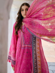 KAHF Aangan Embroidered Luxury Lawn Unstitched 3Pc Suit KPS-4B GULNAR