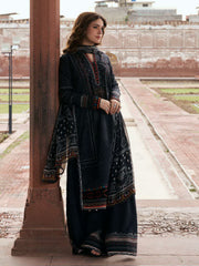 KAHF Aangan Embroidered Luxury Lawn Unstitched 3Pc Suit KPS-5A GUL-E-SIYAH