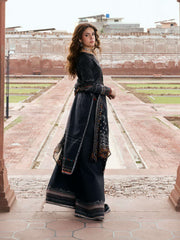 KAHF Aangan Embroidered Luxury Lawn Unstitched 3Pc Suit KPS-5A GUL-E-SIYAH