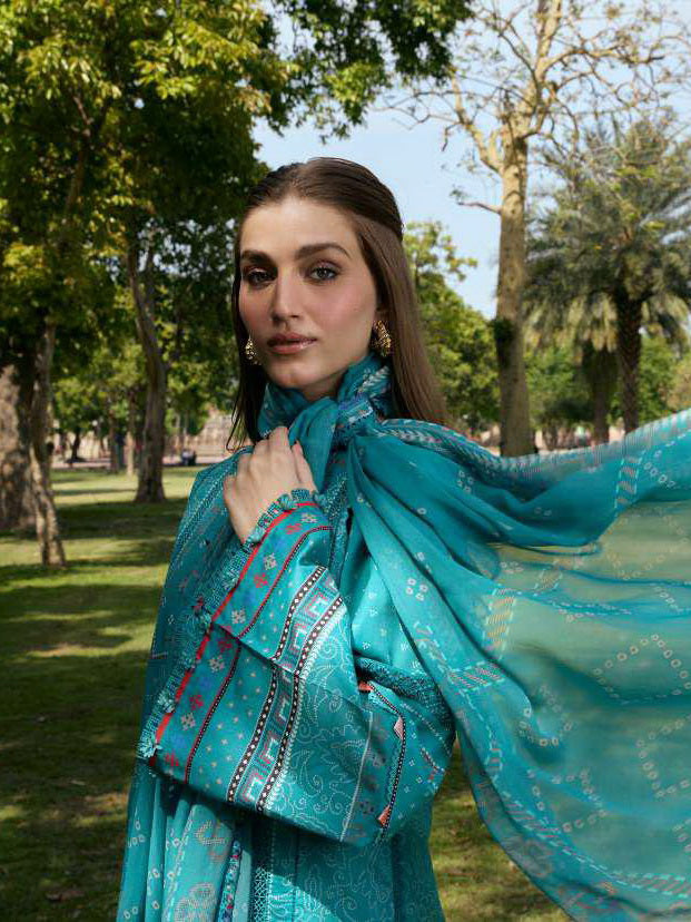 KAHF Aangan Embroidered Luxury Lawn Unstitched 3Pc Suit KPS-5B KEHKASHAN