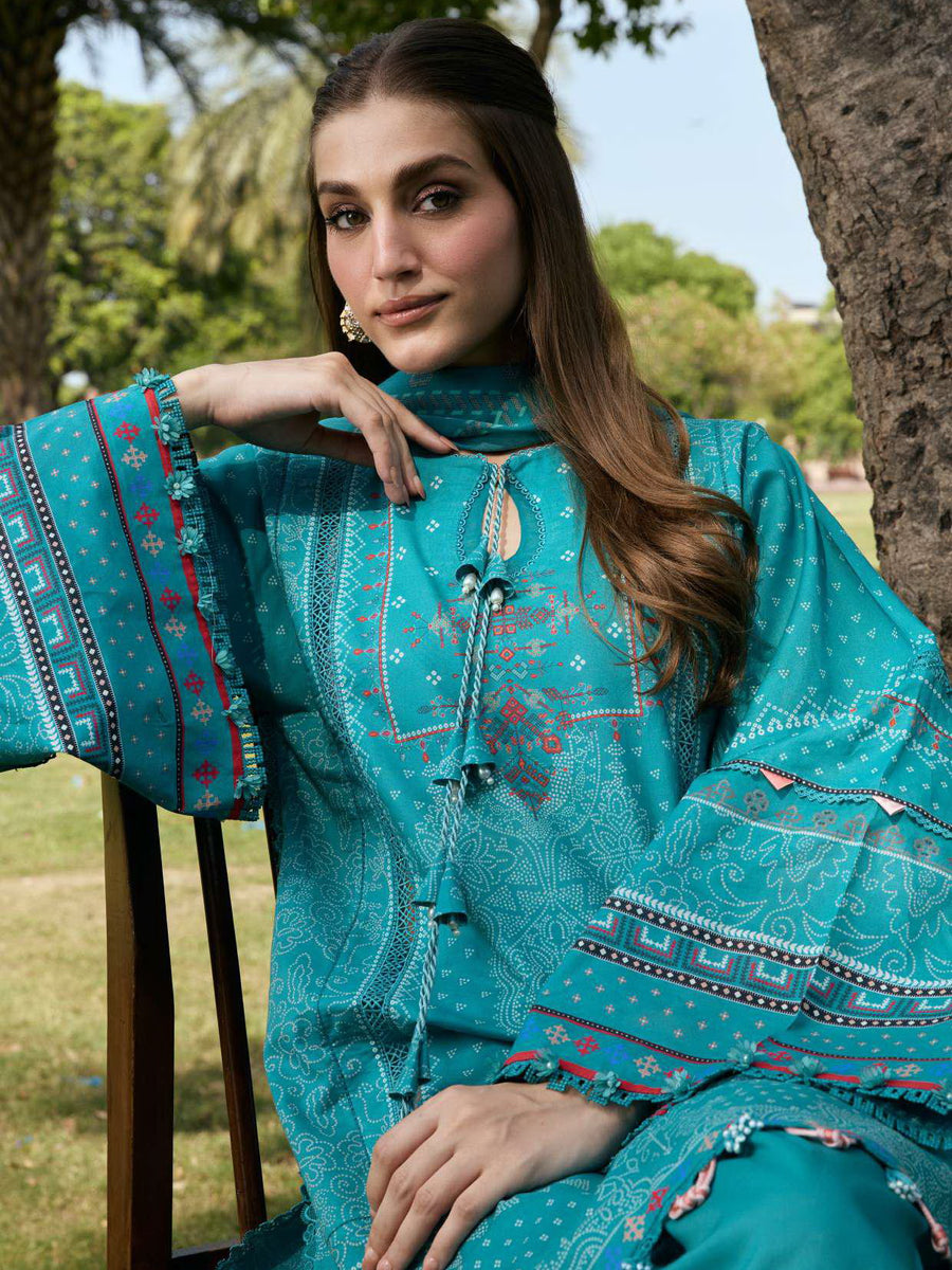 KAHF Aangan Embroidered Luxury Lawn Unstitched 3Pc Suit KPS-5B KEHKASHAN