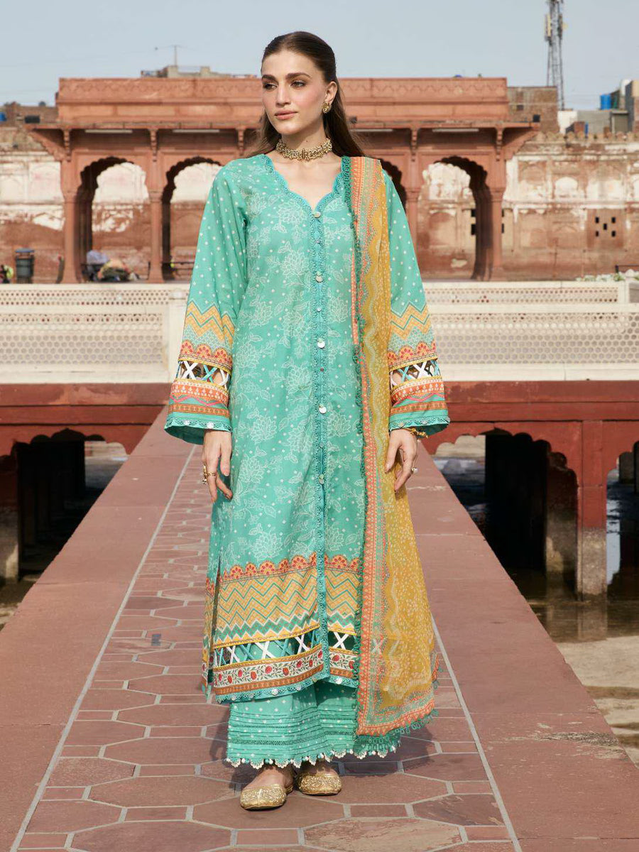 KAHF Aangan Embroidered Luxury Lawn Unstitched 3Pc Suit KPS-7A NAZISH