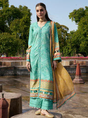 KAHF Aangan Embroidered Luxury Lawn Unstitched 3Pc Suit KPS-7A NAZISH