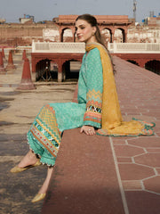 KAHF Aangan Embroidered Luxury Lawn Unstitched 3Pc Suit KPS-7A NAZISH