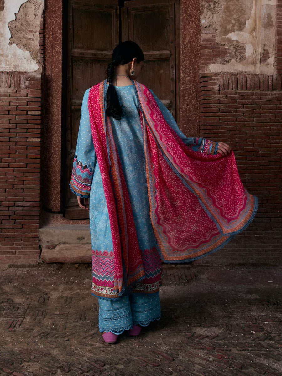 KAHF Aangan Embroidered Luxury Lawn Unstitched 3Pc Suit KPS-7B SHABNAM
