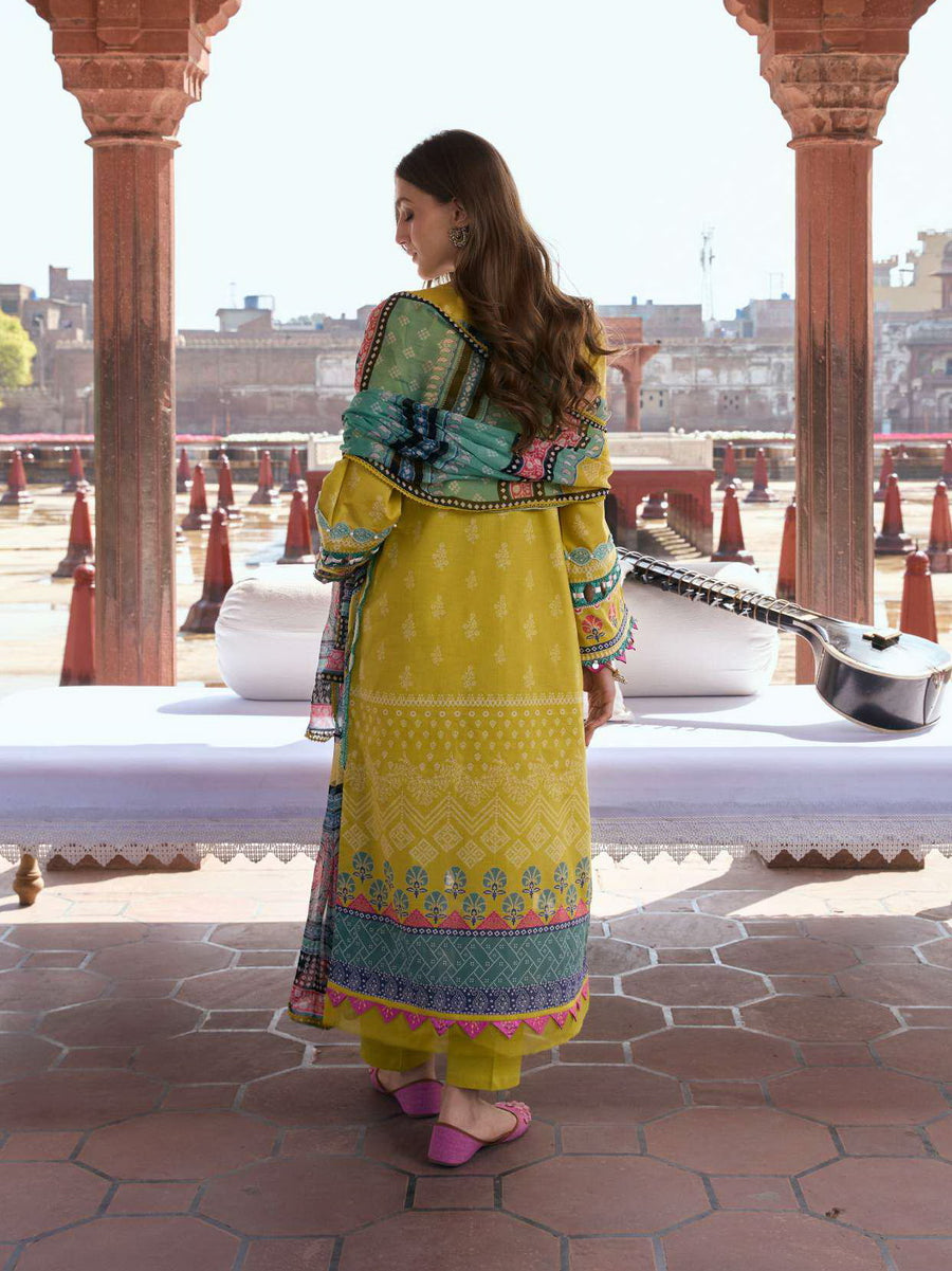 KAHF Aangan Embroidered Luxury Lawn Unstitched 3Pc Suit KPS-8A ZARAFSHAN