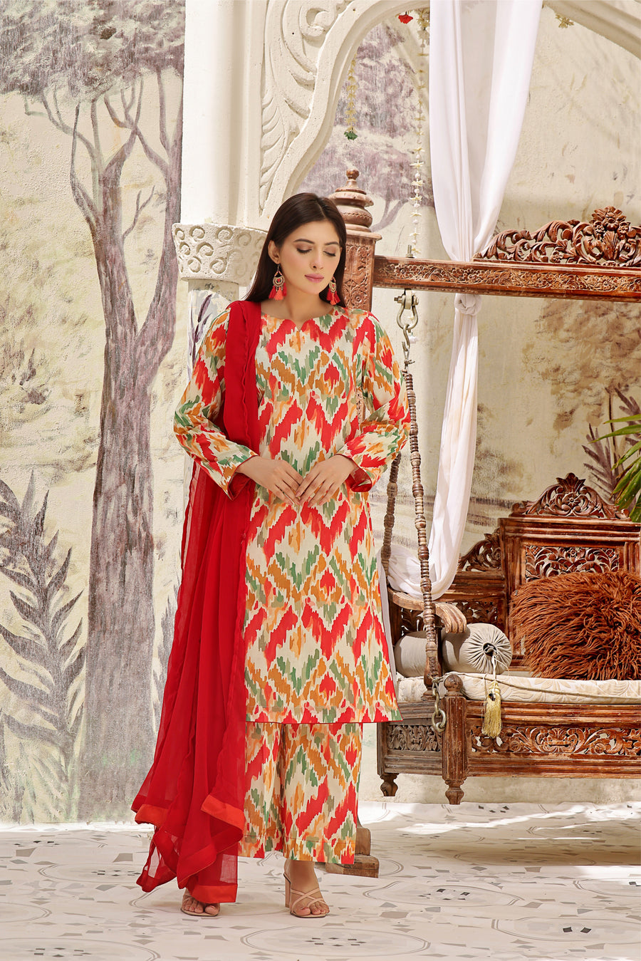 Feathers Premium Printed Lawn Unstitched 3Pc Suit KRISTY-FT366