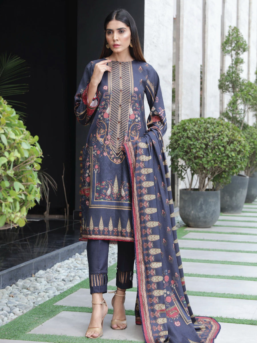 Kashaf by Humdum Unstitched Printed Wool 3Pc Suit KS-02