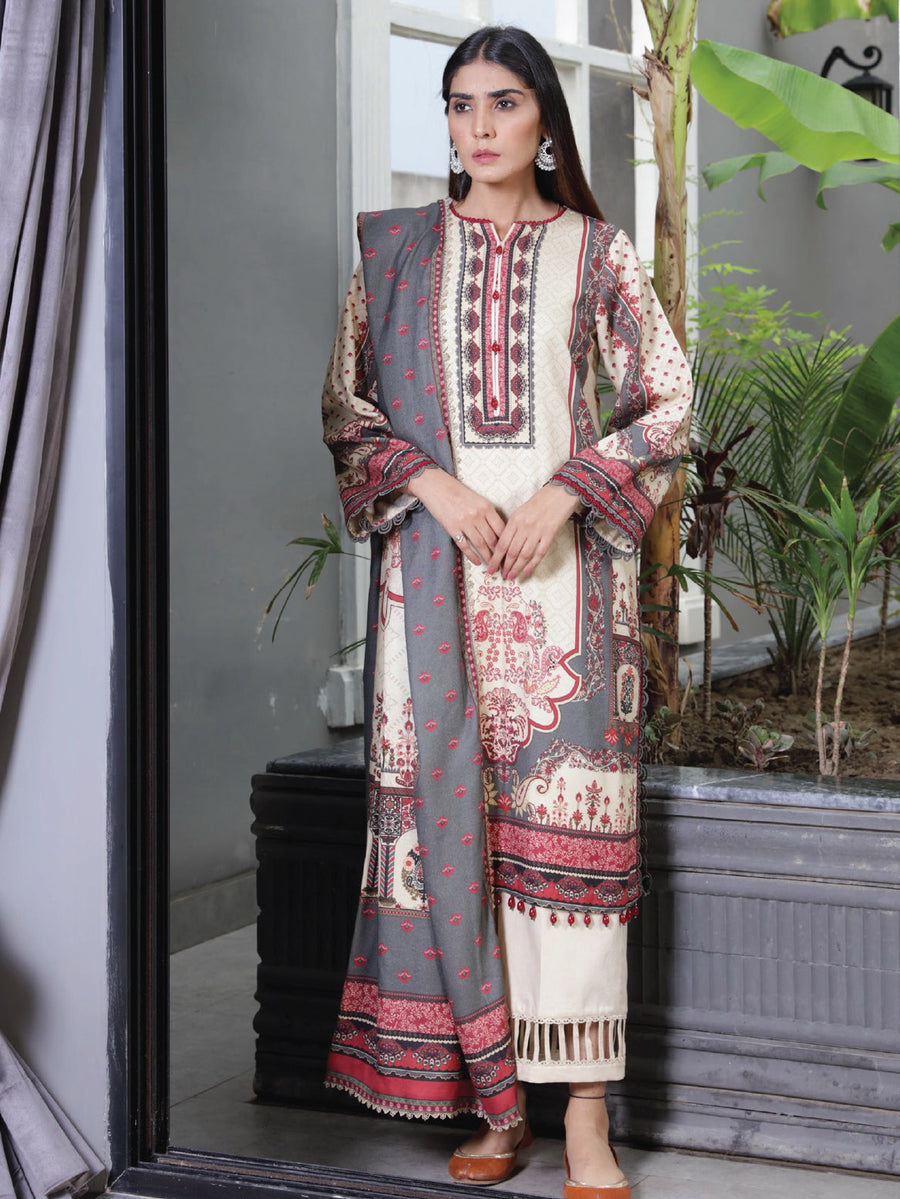Kashaf by Humdum Unstitched Printed Wool 3Pc Suit KS-08