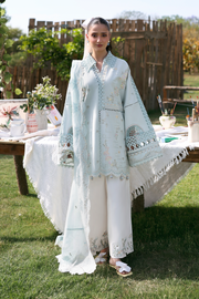 Zarposh Summer Soiree Embroidered Luxury Lawn Unstitched 3Pc Suit - Kaelis