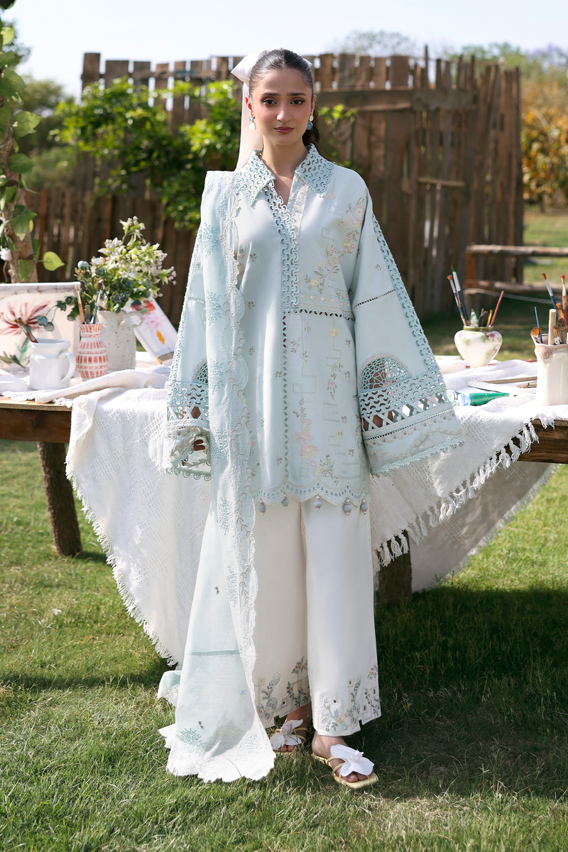 Zarposh Summer Soiree Embroidered Luxury Lawn Unstitched 3Pc Suit - Kaelis