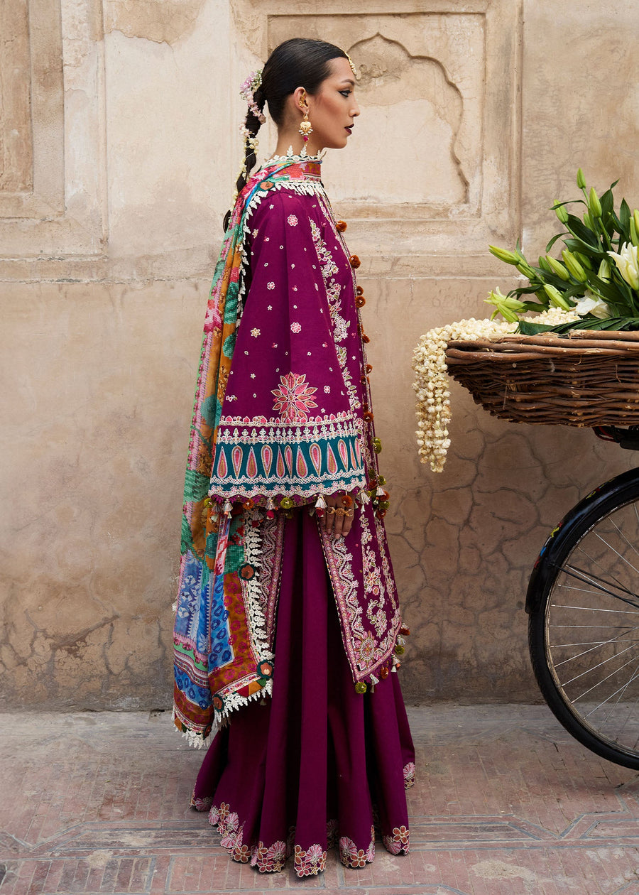 Hussain Rehar Nirmal Unstitched Embroidered Lawn 3Pc Suit - Kahei
