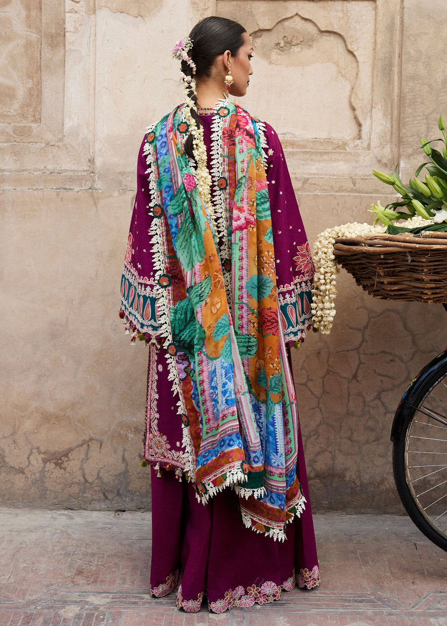 Hussain Rehar Nirmal Unstitched Embroidered Lawn 3Pc Suit - Kahei