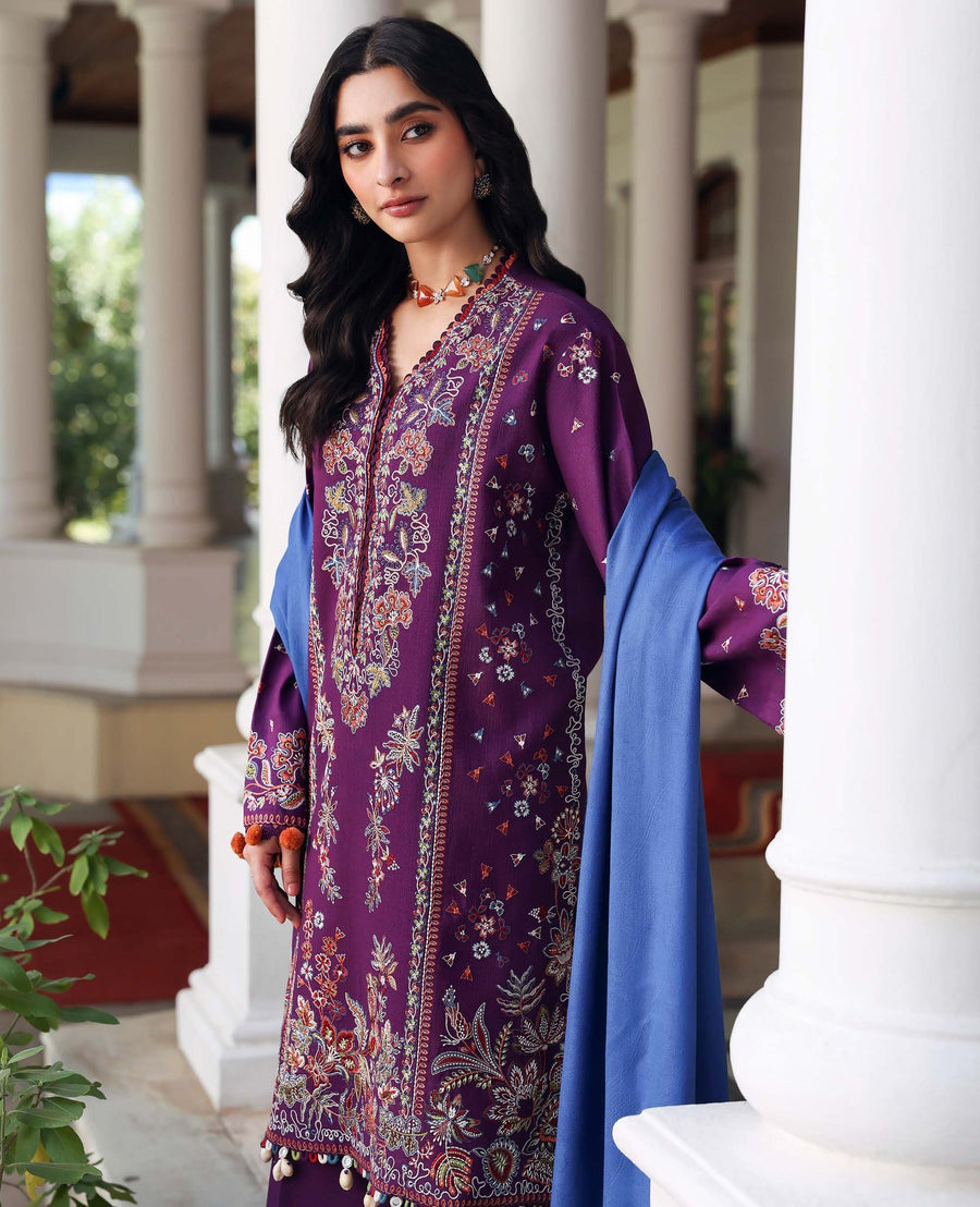 Republic Womenswear Amaris Unstitched Khaddar 3Pc Suit D-03 Kaia