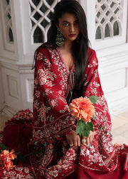 Hussain Rehar Kalabagh Unstitched Embroidered Lawn 3Pc Suit - Kastanaa