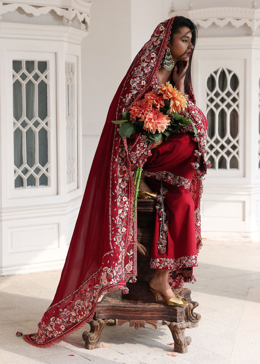 Hussain Rehar Kalabagh Unstitched Embroidered Lawn 3Pc Suit - Kastanaa