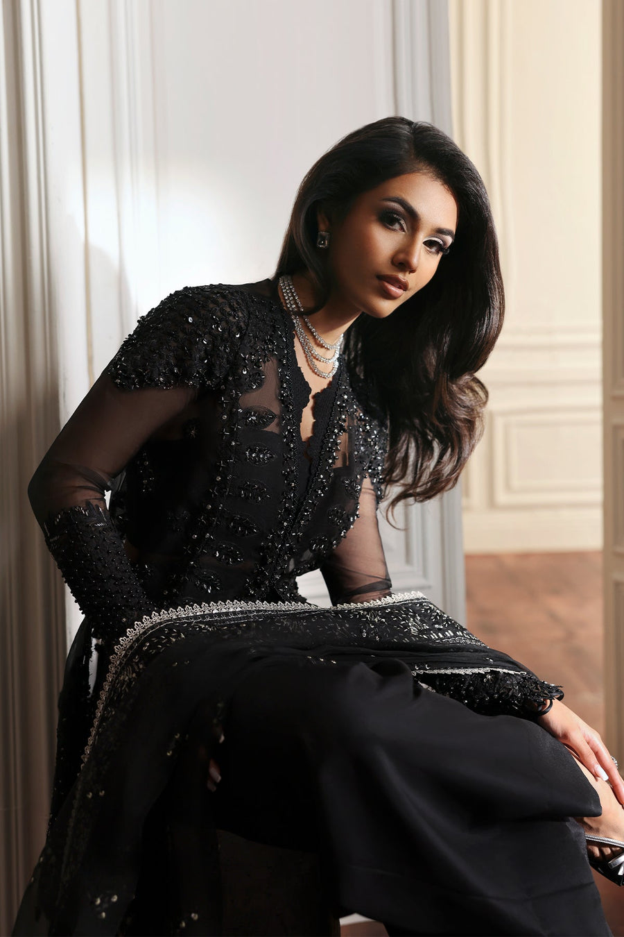 Emral Elyshia Embroidered Organza Unstitched 3Pc Suit D-08 Kaya