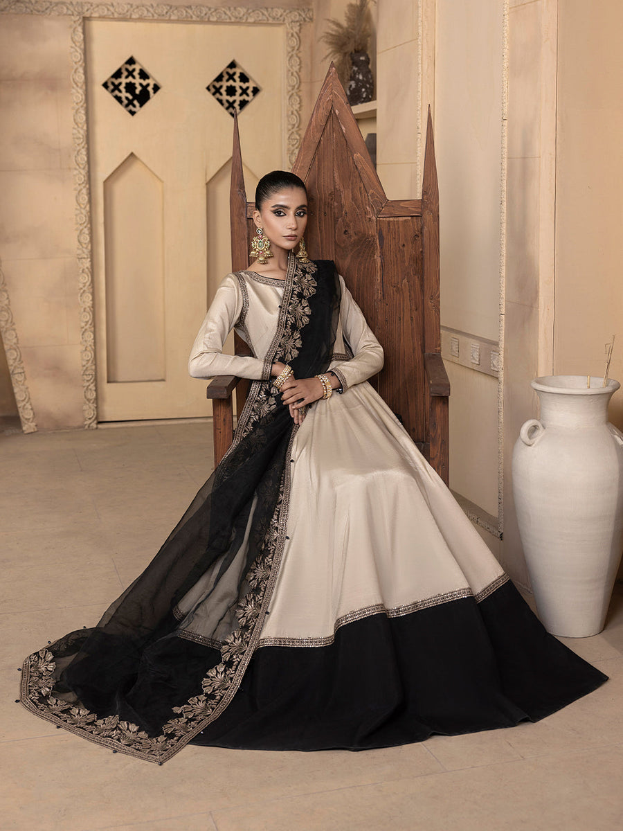 Hemstitch Embroidered Raw Silk Ready to Wear 3Pc Suit - Kaya