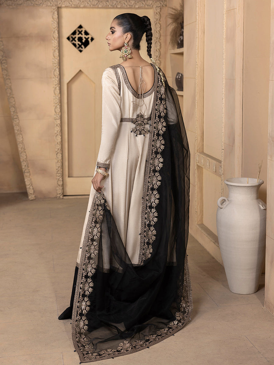 Hemstitch Embroidered Raw Silk Ready to Wear 3Pc Suit - Kaya
