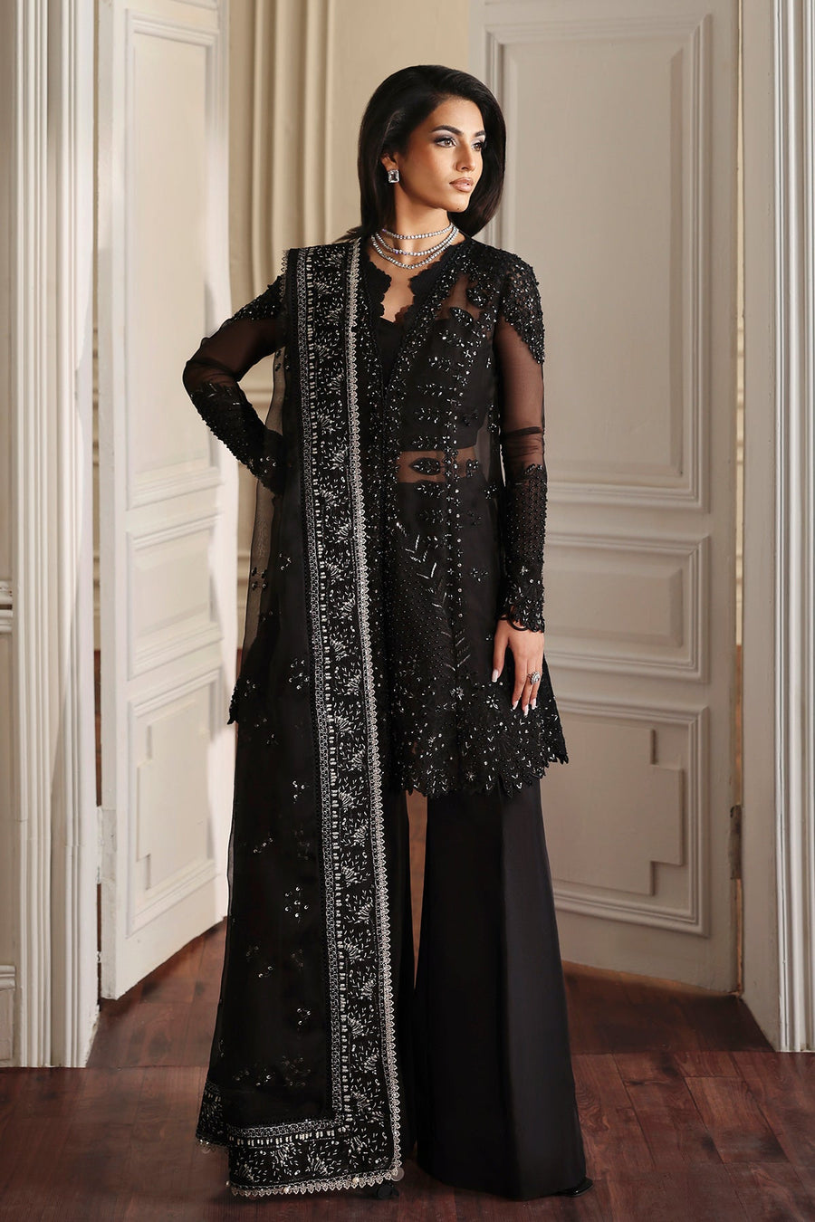 Emral Elyshia Embroidered Organza Unstitched 3Pc Suit D-08 Kaya