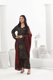 Feathers Digital Printed Dhanak Unstitched 3Pc Suit Kesar Kohl-FT795