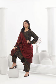 Feathers Digital Printed Dhanak Unstitched 3Pc Suit Kesar Kohl-FT795