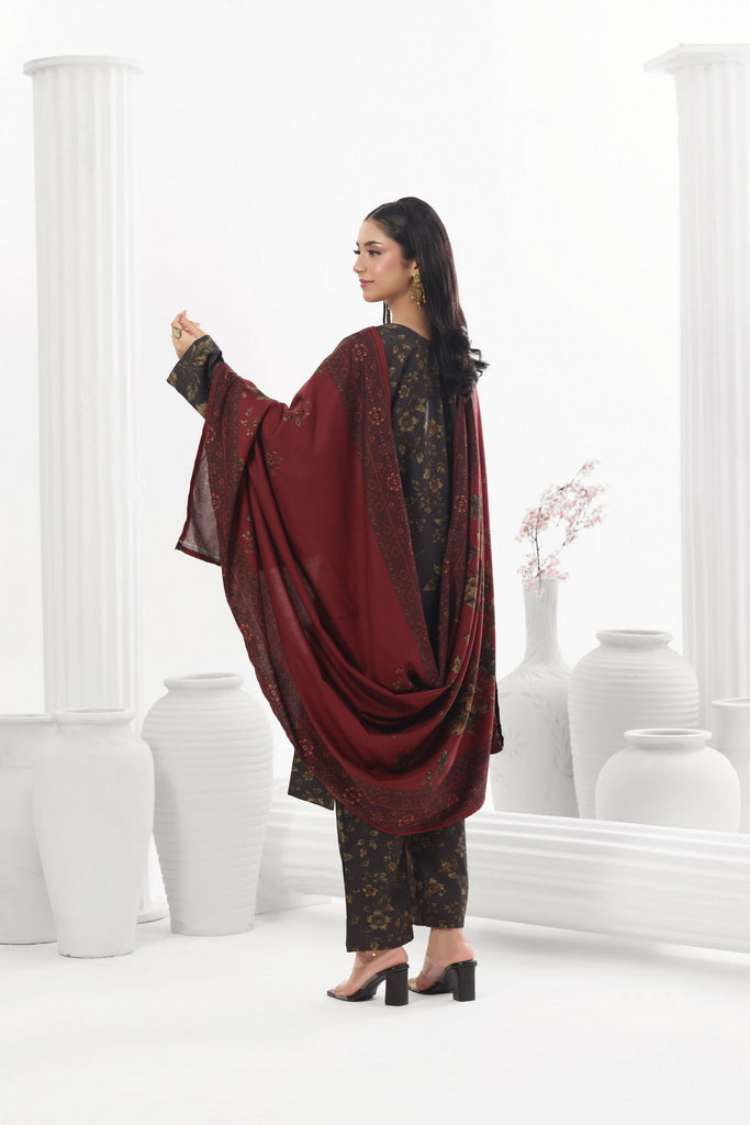 Feathers Digital Printed Dhanak Unstitched 3Pc Suit Kesar Kohl-FT795