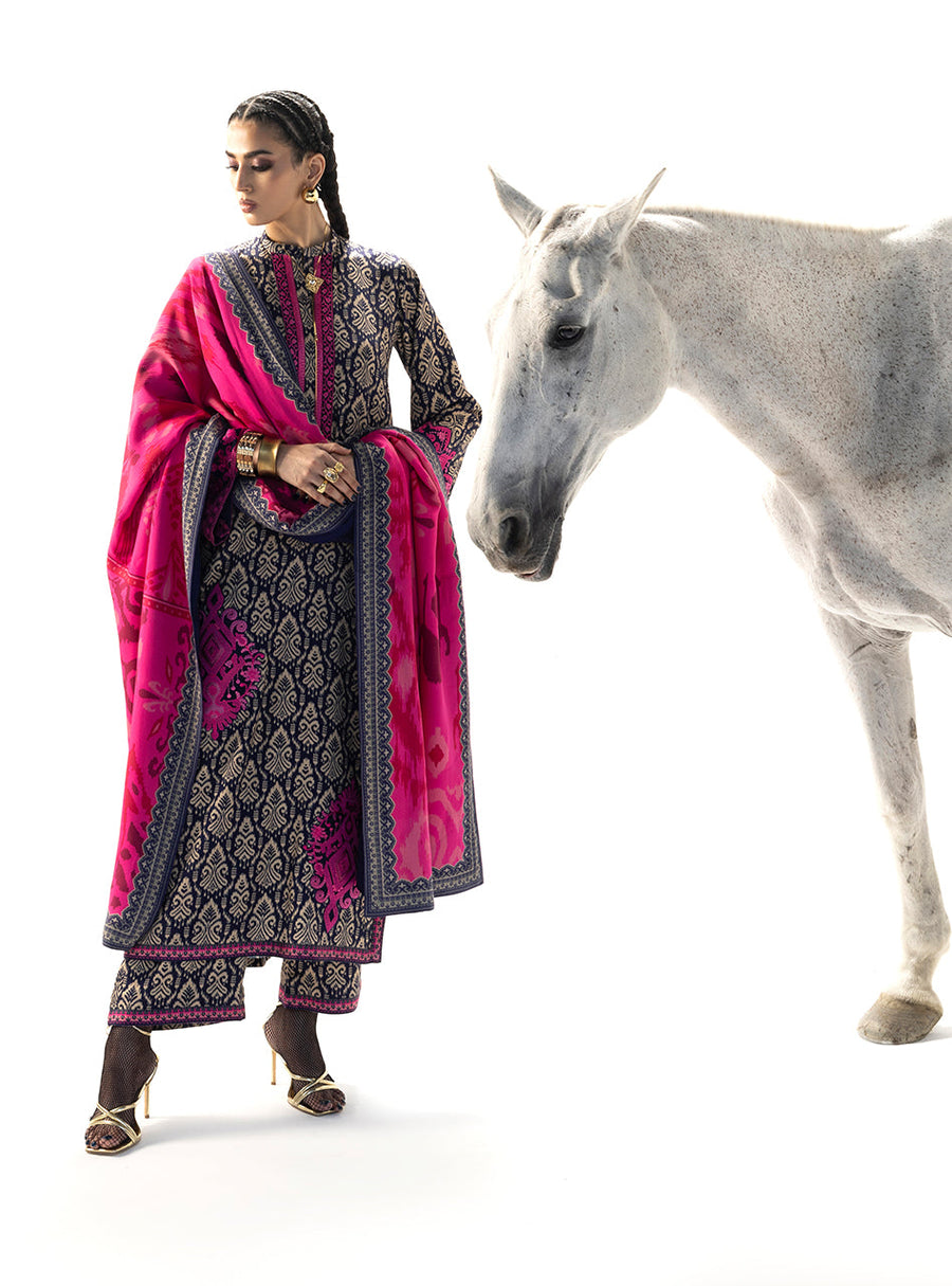 Zainab Chottani Embroidered Marina Twill Unstitched 3Pc Suit D-08 Kesia