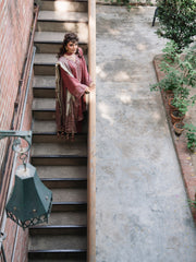 IZEL Aangan Embroidered Italian Woolen Unstitched 3Pc Suit - KISHWAR