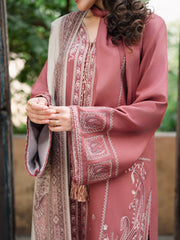 IZEL Aangan Embroidered Italian Woolen Unstitched 3Pc Suit - KISHWAR
