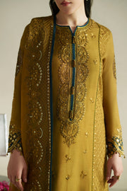 VERA Embroidered Raw Silk Unstitched 3Pc Suit - Kundan Antique Gold