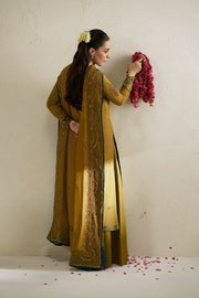 VERA Embroidered Raw Silk Unstitched 3Pc Suit - Kundan Antique Gold