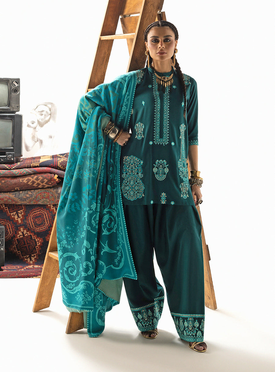 Zainab Chottani Embroidered Marina Twill Unstitched 3Pc Suit D-06 Kyana