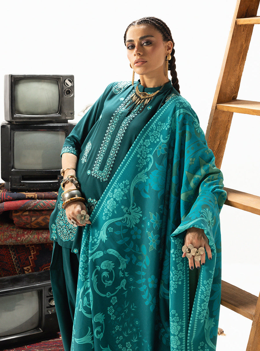 Zainab Chottani Embroidered Marina Twill Unstitched 3Pc Suit D-06 Kyana
