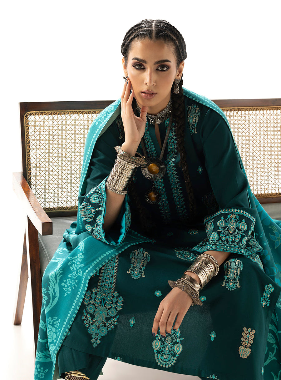 Zainab Chottani Embroidered Marina Twill Unstitched 3Pc Suit D-06 Kyana
