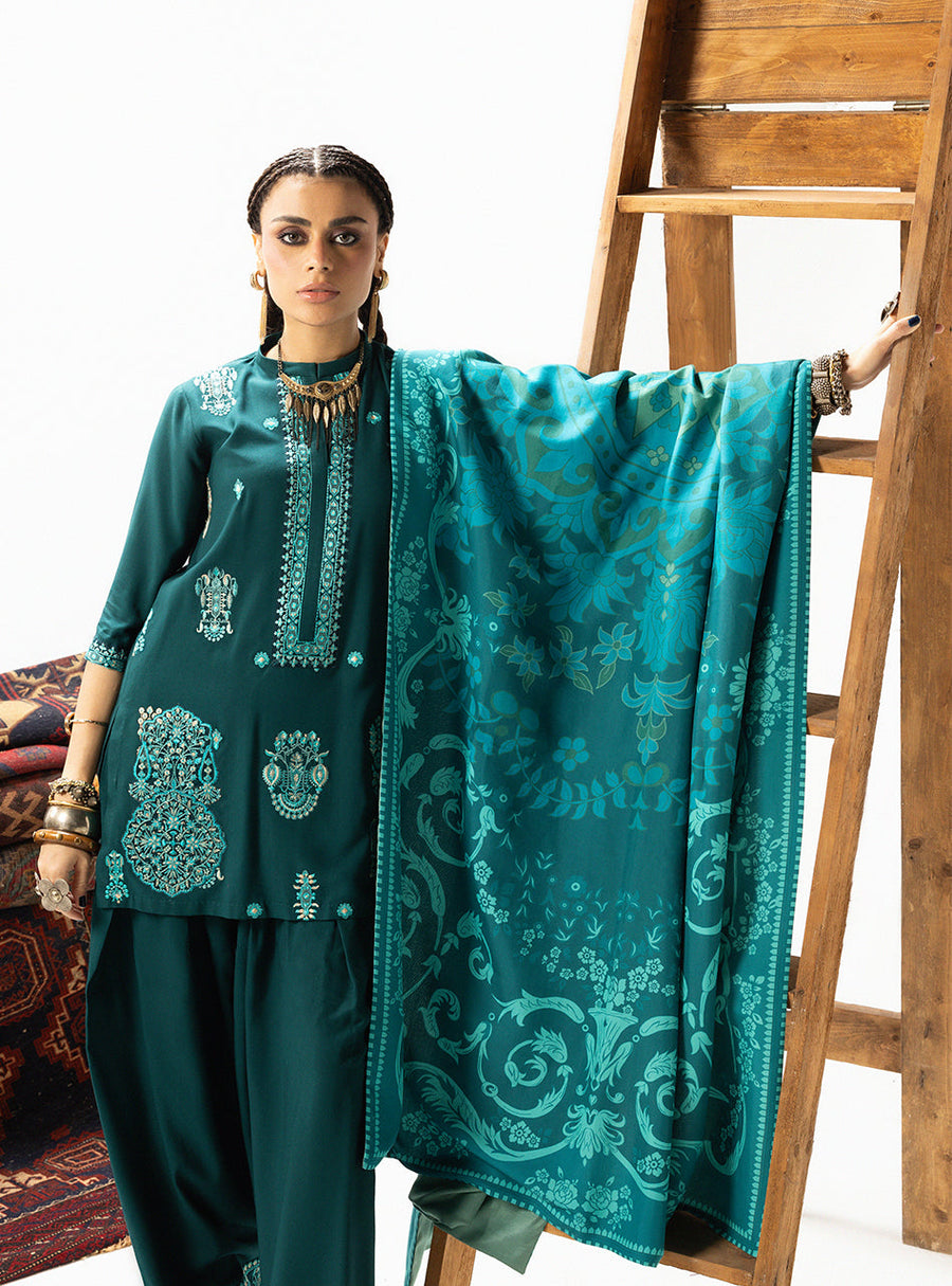 Zainab Chottani Embroidered Marina Twill Unstitched 3Pc Suit D-06 Kyana