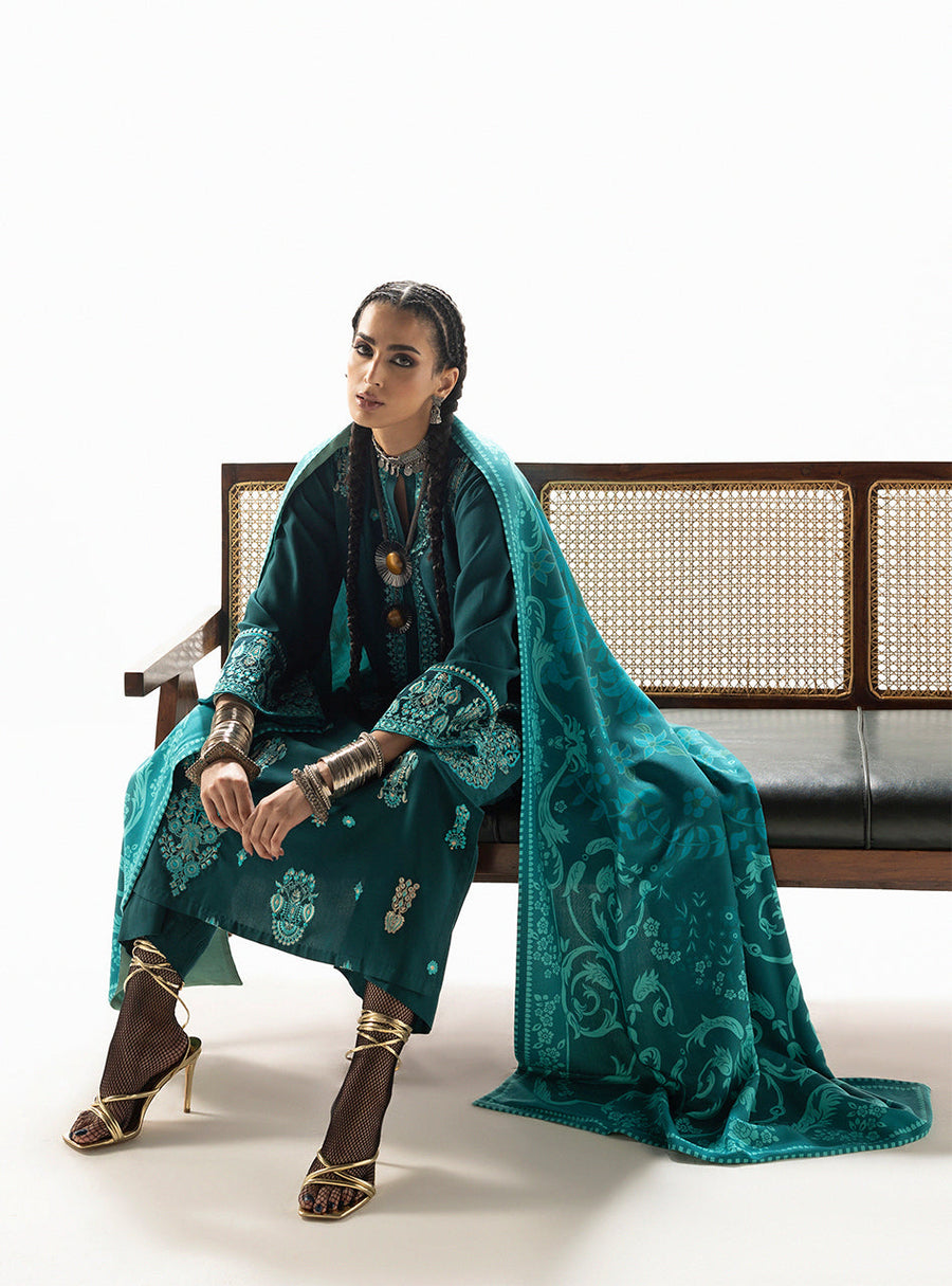 Zainab Chottani Embroidered Marina Twill Unstitched 3Pc Suit D-06 Kyana