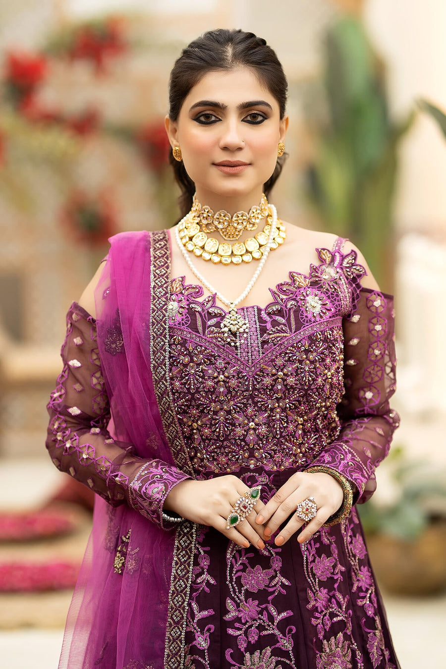 Falesia by Imrozia Premium Unstitched Organza 3Pc Suit L-261 Lucida Purple
